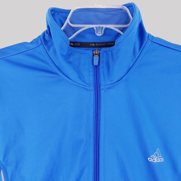 Adidas Blue Full-Zip Climalite Track Jacket With Striped Sleeves Mens XL - Picture 6 of 9